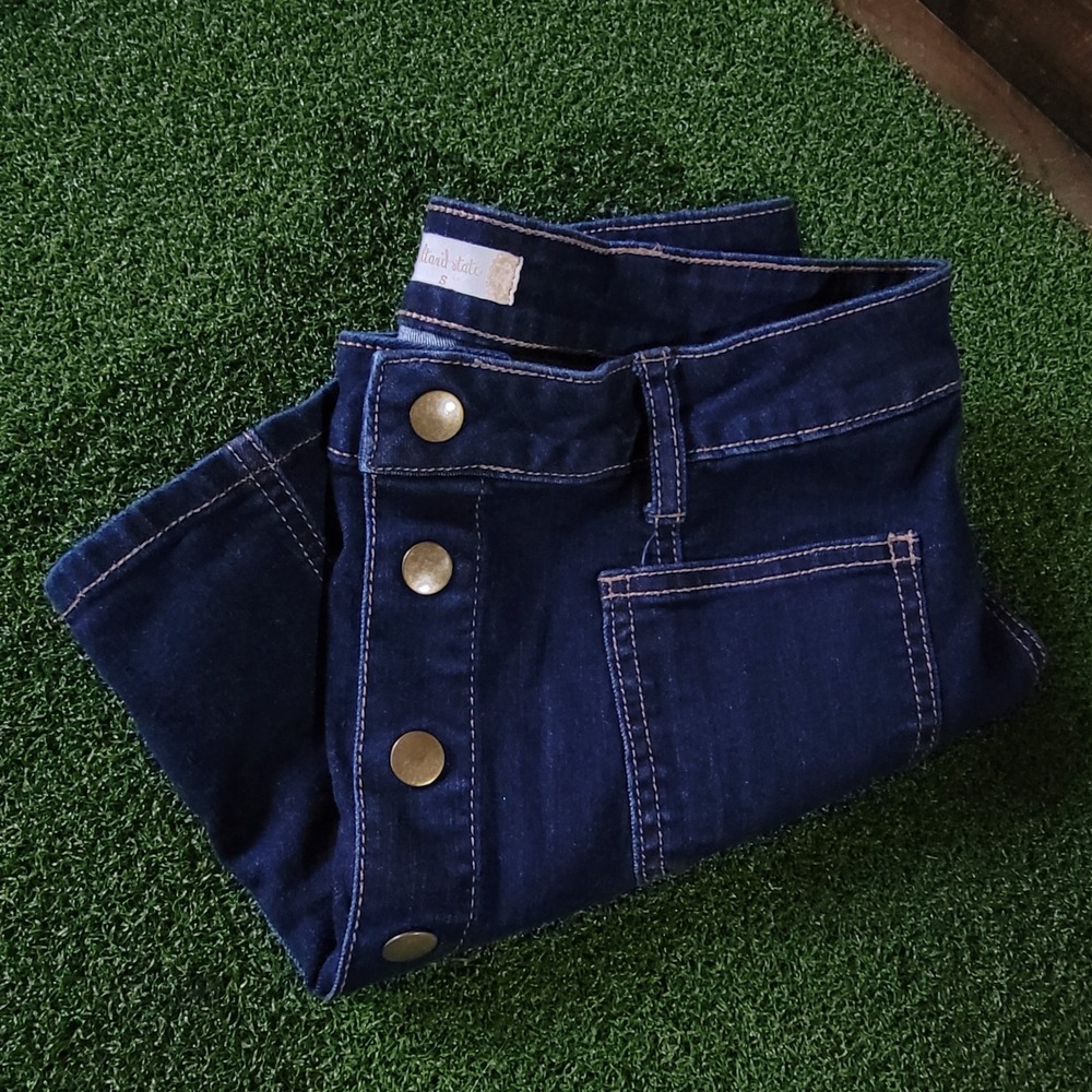 Altar'd State Denim Mini Skirt A-Line Button Front Dark Wash Size S‎